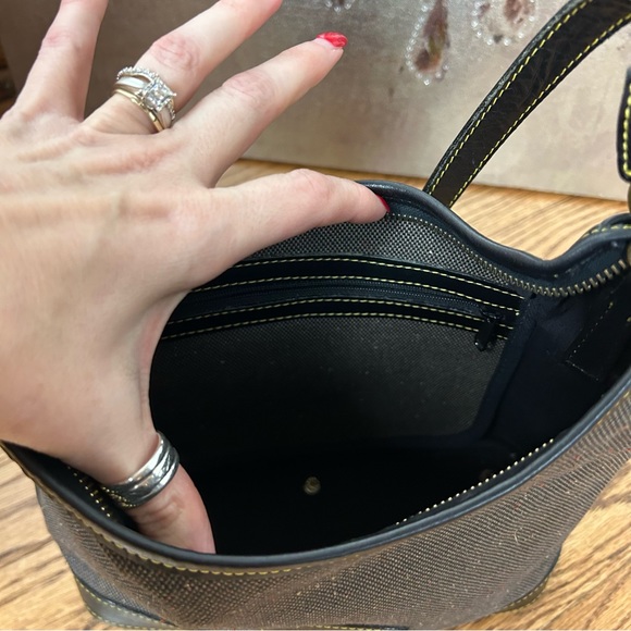 Dooney & Bourke Canvas Tweed Leather Shoulder Bag - Picture 12 of 16